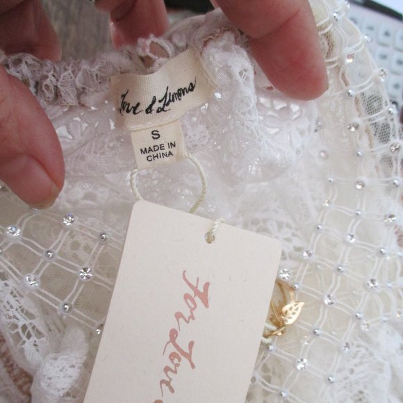 NEW FOR LOVE & LEMONS PORTALA SHEER WHITE LACE MAXI DRESS SIZE S - Picture 12 of 14